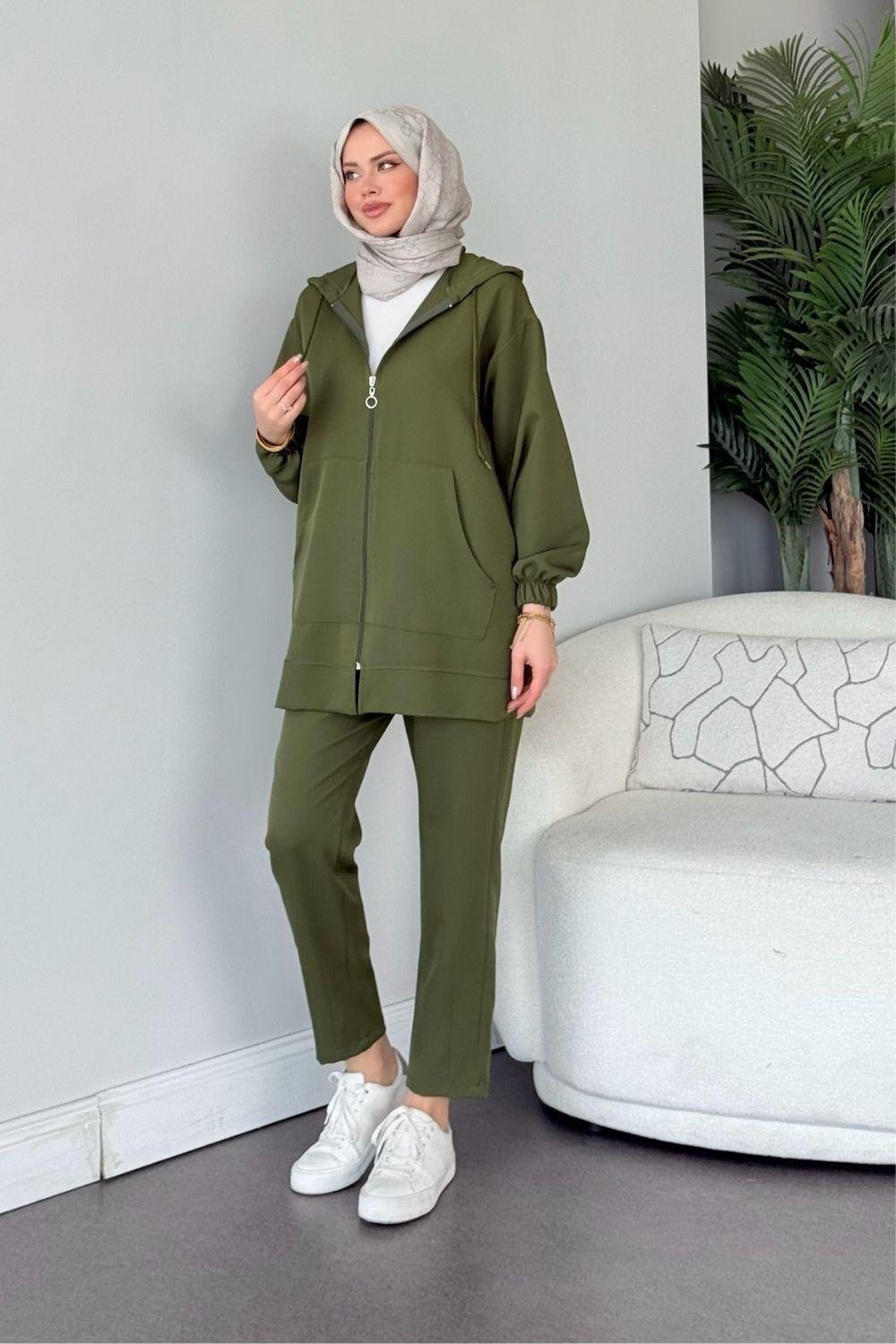 Fermuarlı Spor Takım Haki 83810 