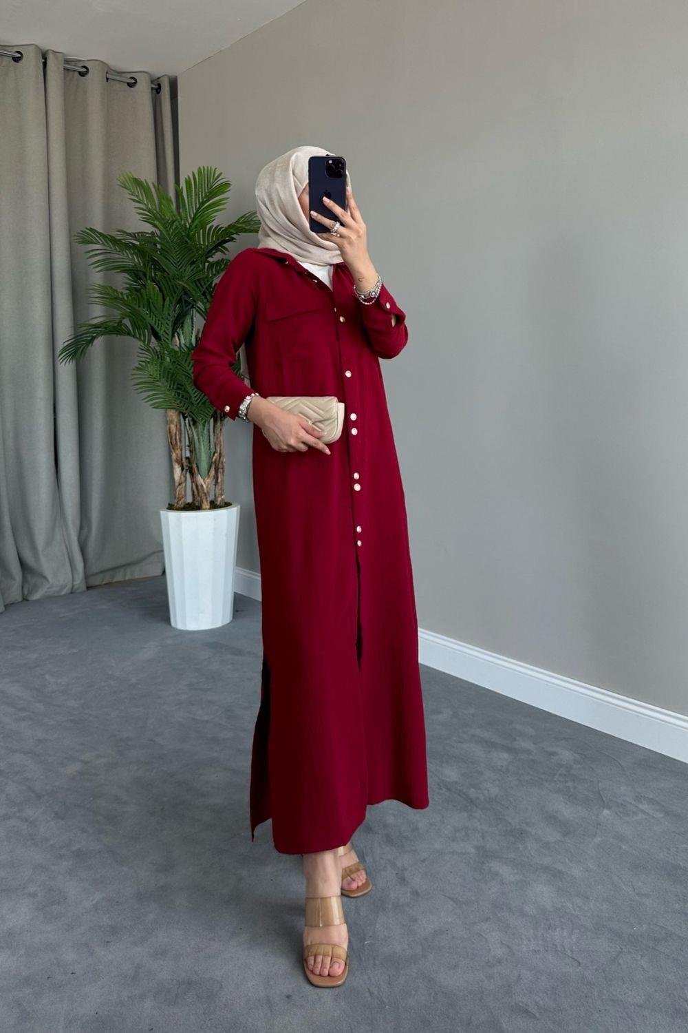 Uzun Altn Kap Bordo 8383 