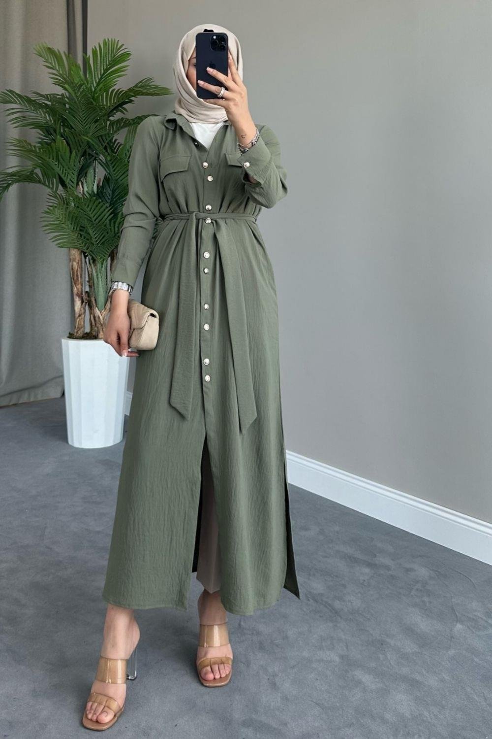 Uzun Altn Kap Haki 8383 