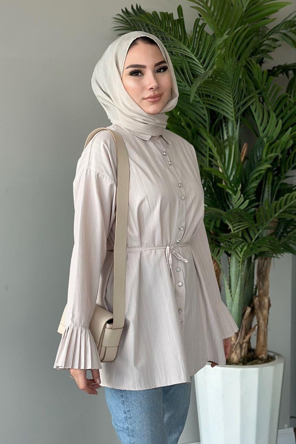 Julya Gömlek Bej 8543 