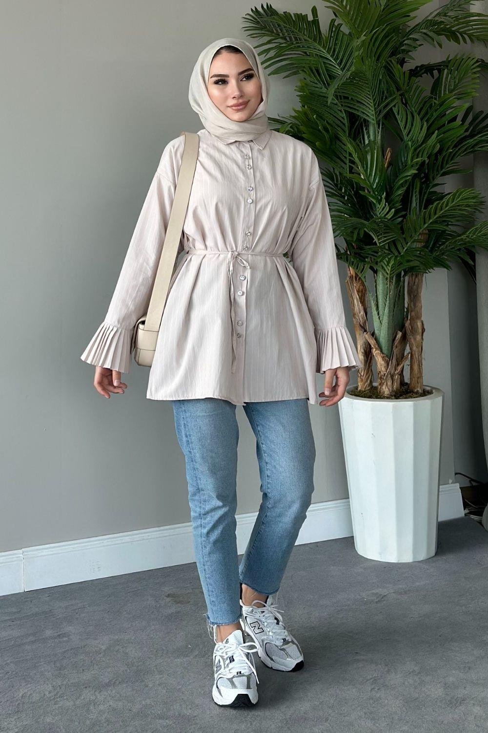 Julya Gömlek Bej 8543 