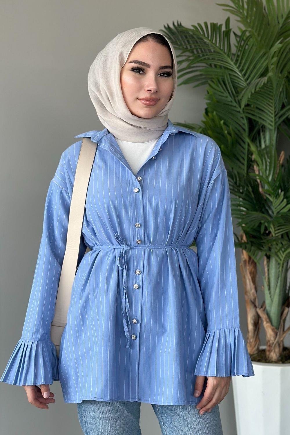 Julya Gömlek Mavi 8543 