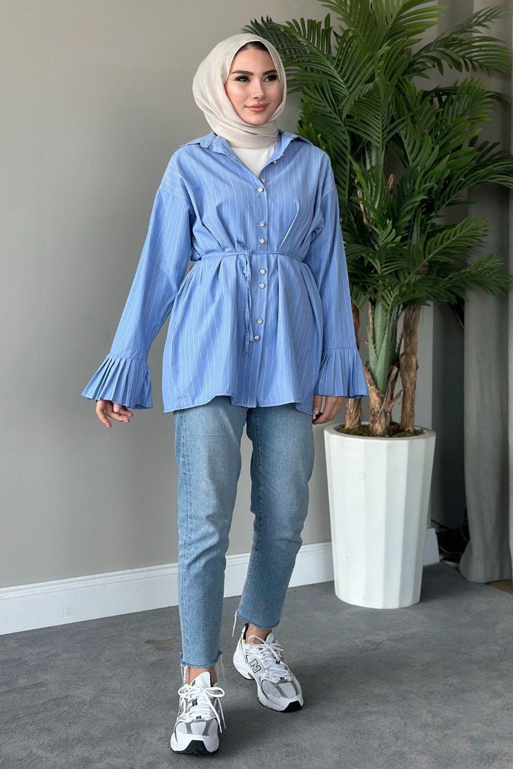 Julya Gömlek Mavi 8543 