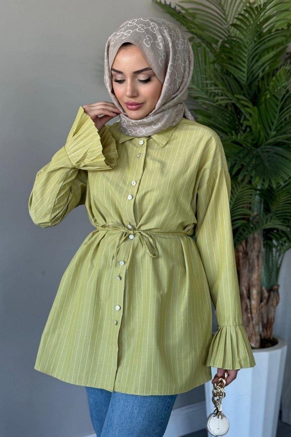 Julya Gömlek Yağ Yeşili 8543 