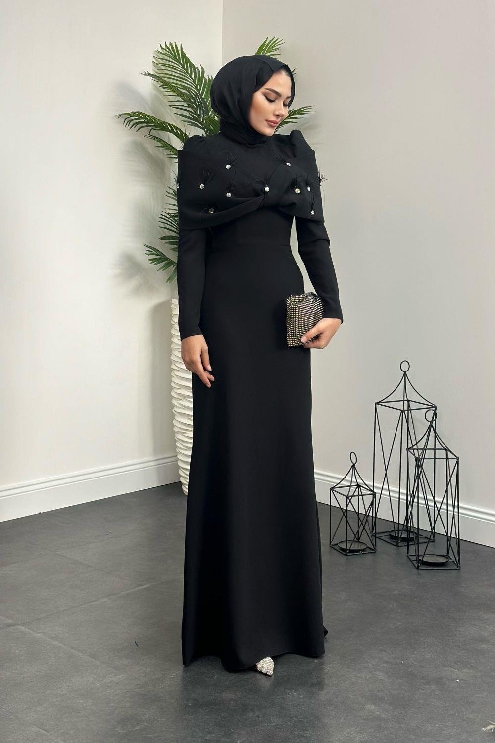 Rapunzel Abiye Siyah 8606 