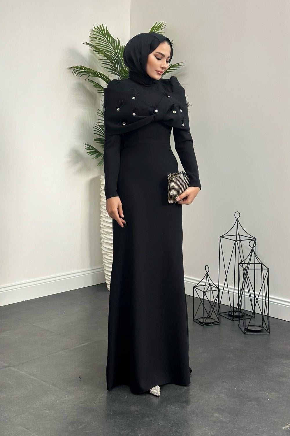 Rapunzel Abiye Siyah 8606 