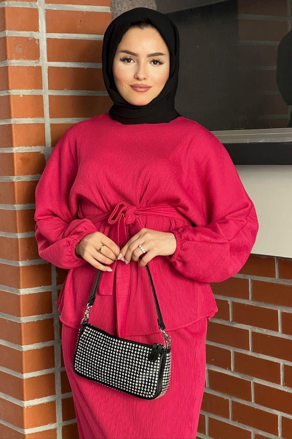 Fitilli Eteklı Takım Pembe 8652 