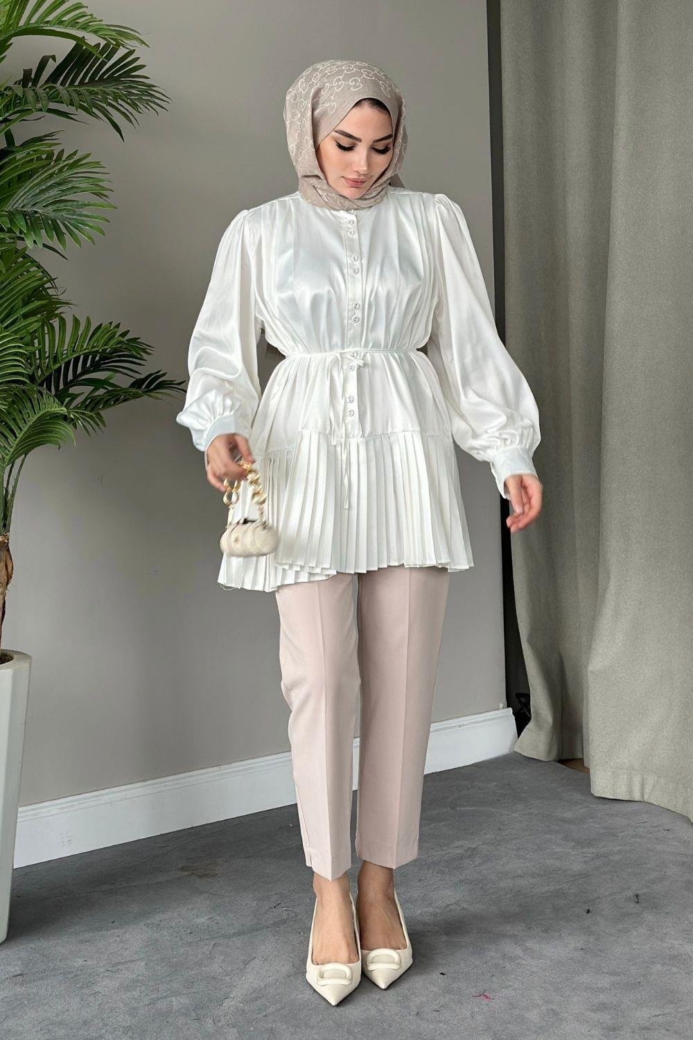 Milano Piliseli Gömlek Beyaz 8676 