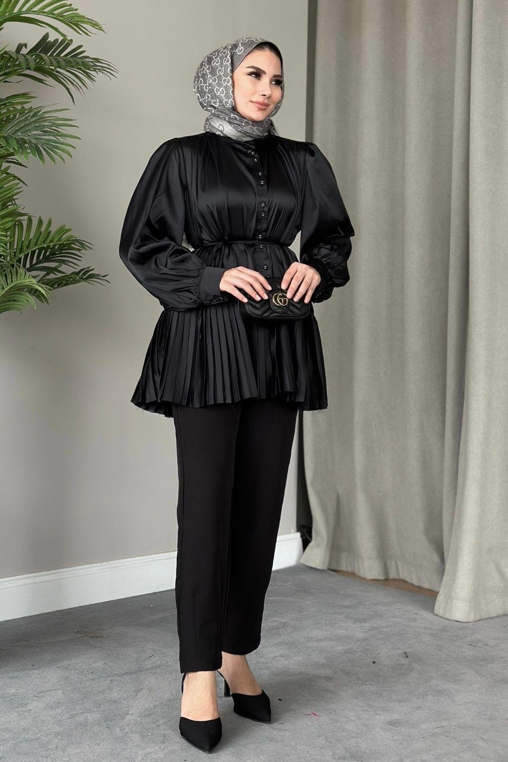 Milano Piliseli Gömlek Siyah 8676 