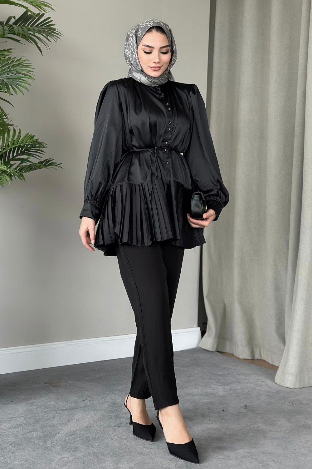 Milano Piliseli Gömlek Siyah 8676 