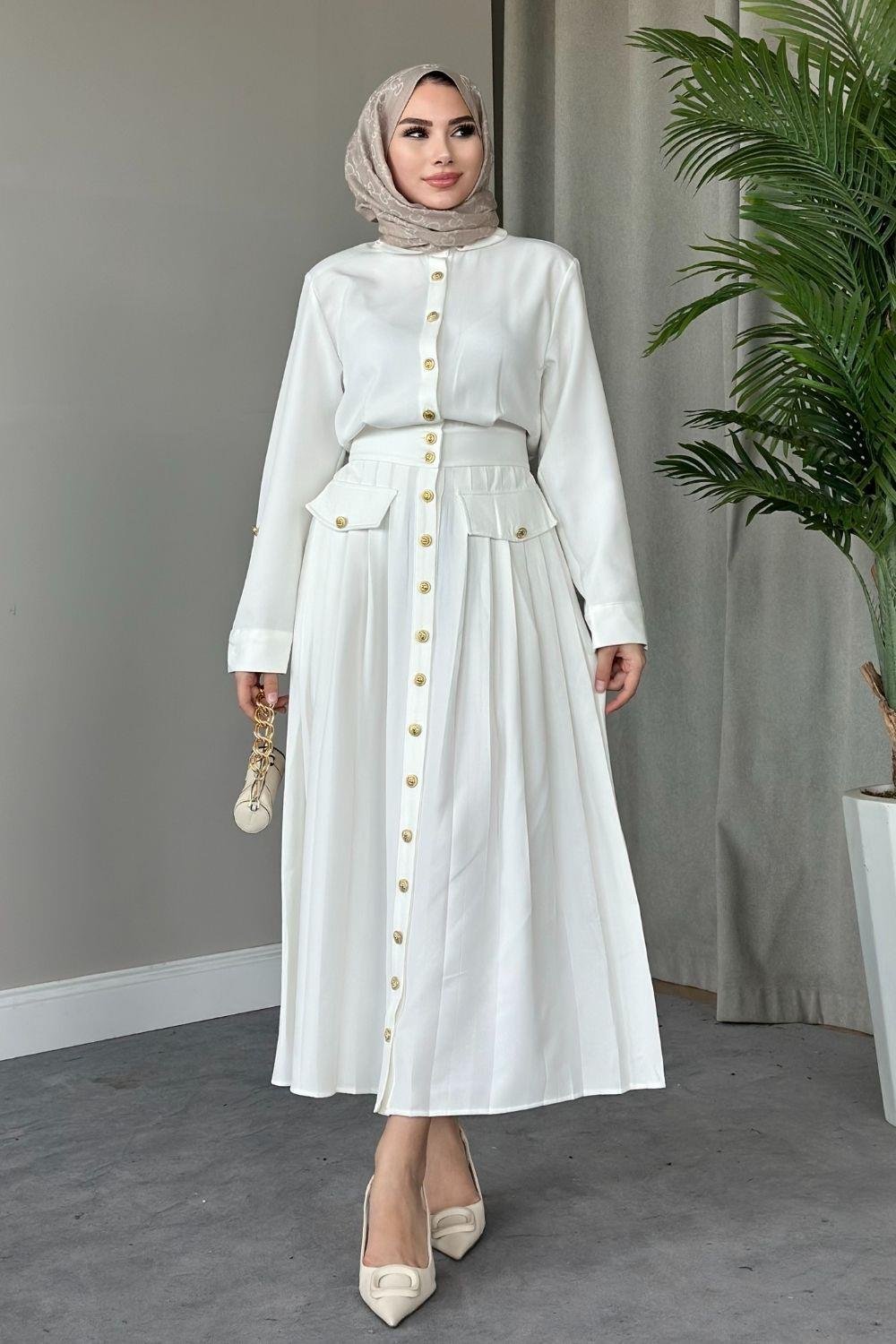 Sera Elbise Beyaz 8696 