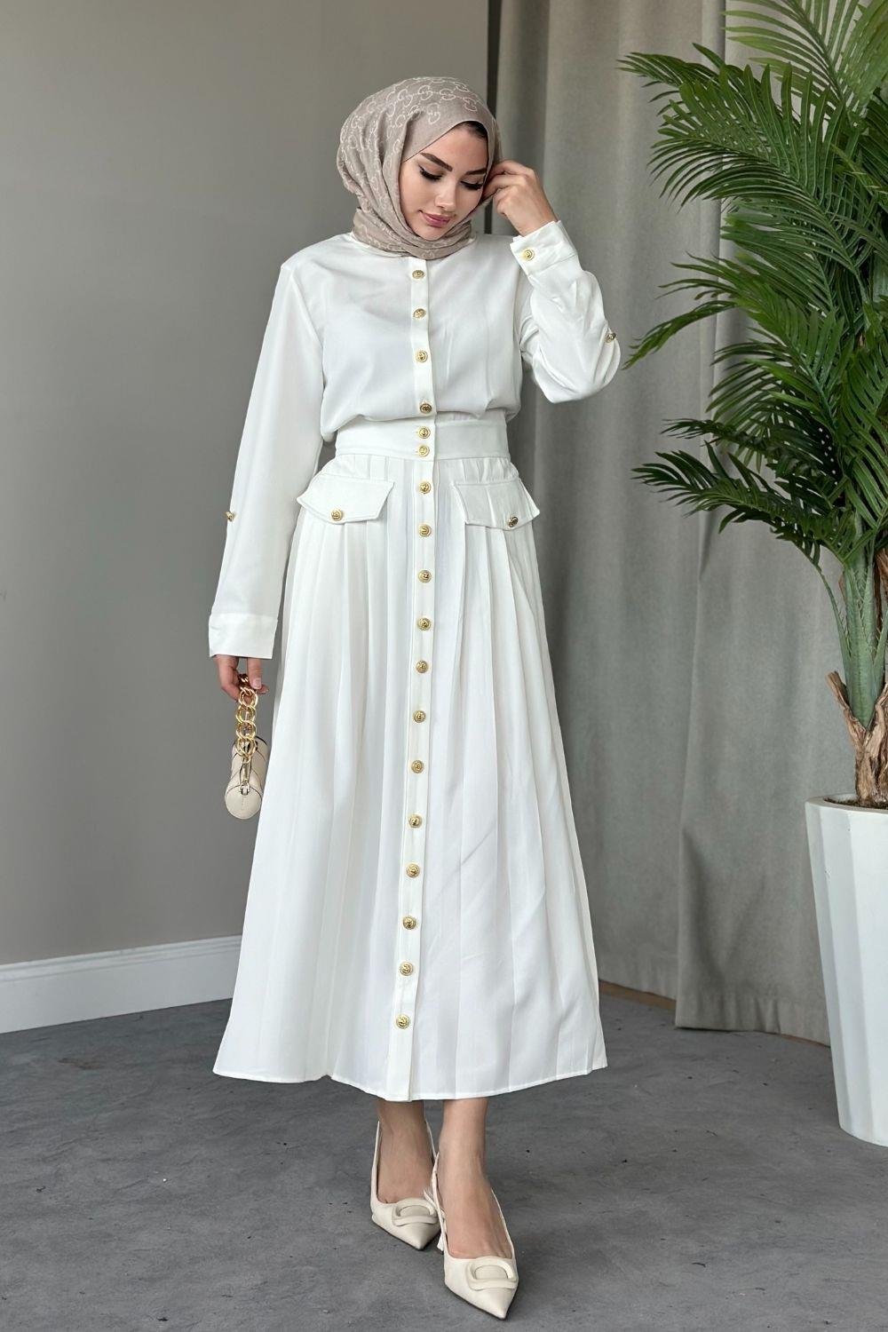 Sera Elbise Beyaz 8696 