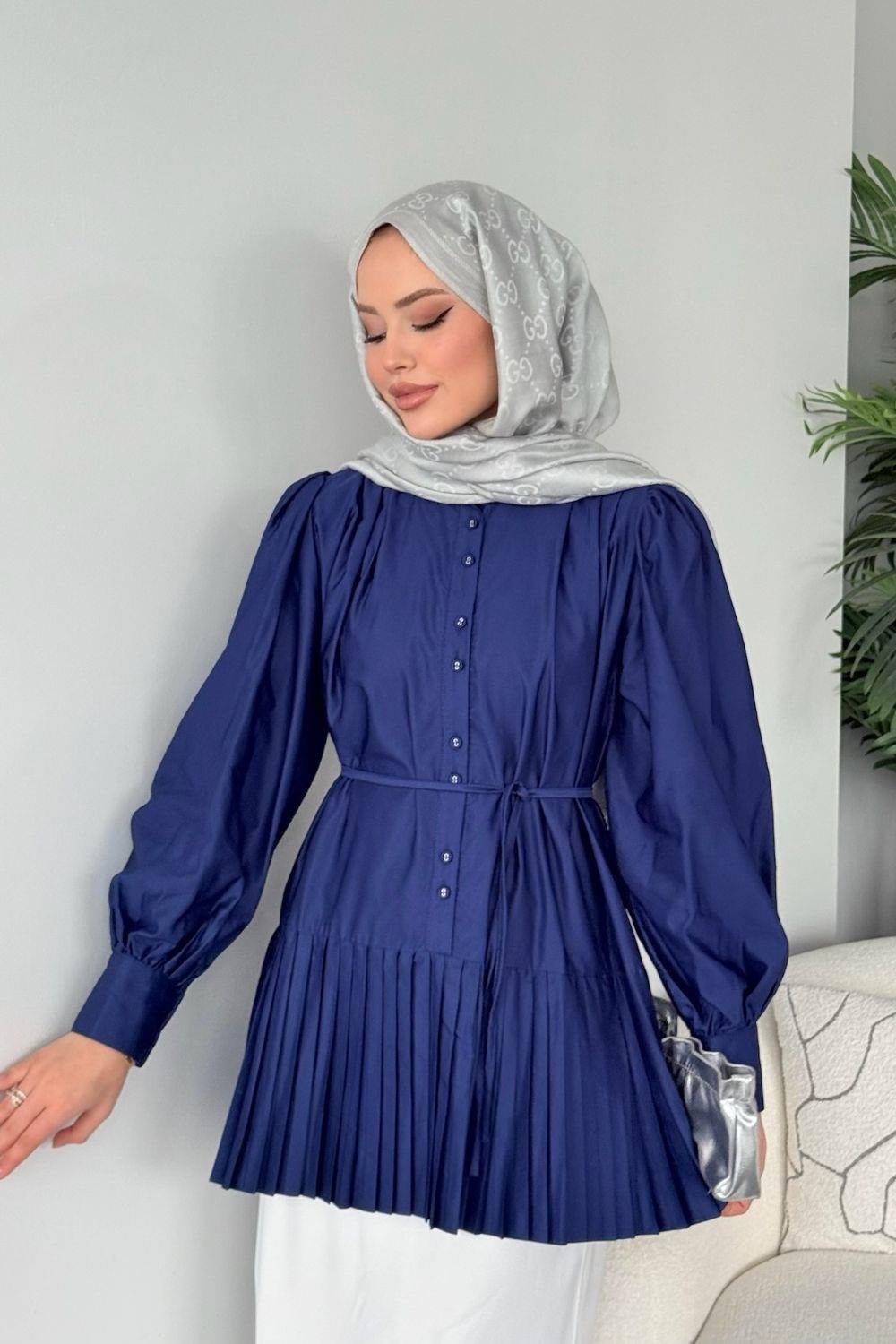 Ronya Piliseli Gömlek Lacivert 8769 