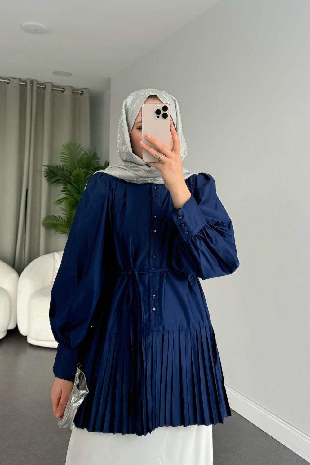 Ronya Piliseli Gömlek Lacivert 8769 