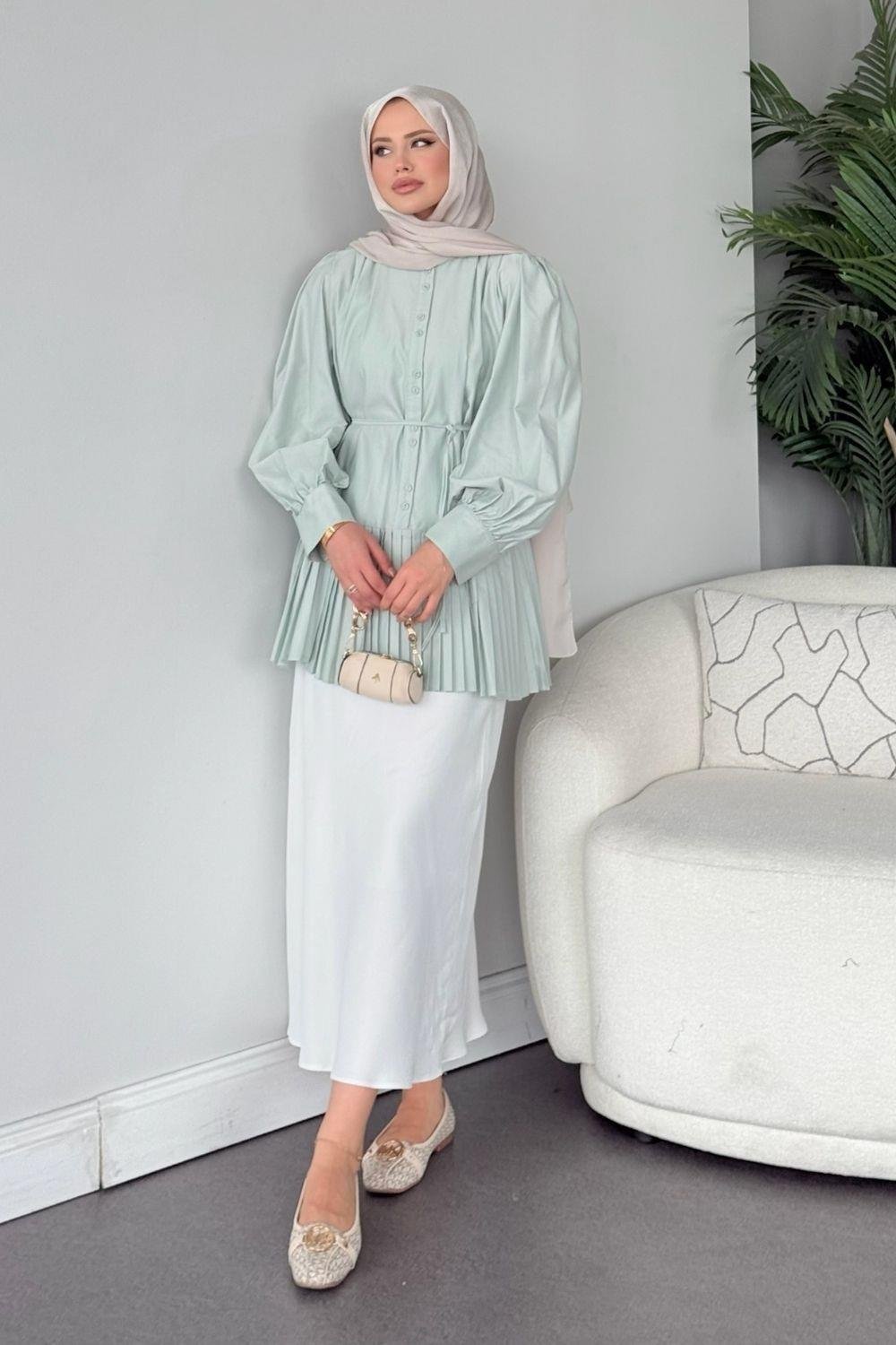 Ronya Piliseli Gömlek Mint 8769 