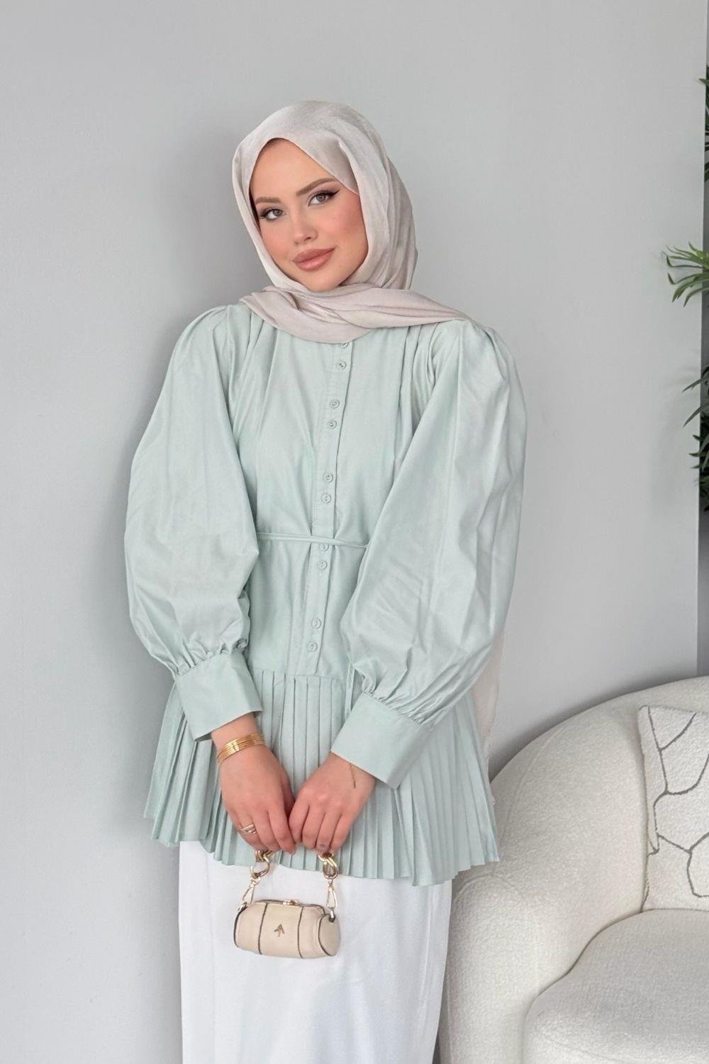 Ronya Piliseli Gömlek Mint 8769 