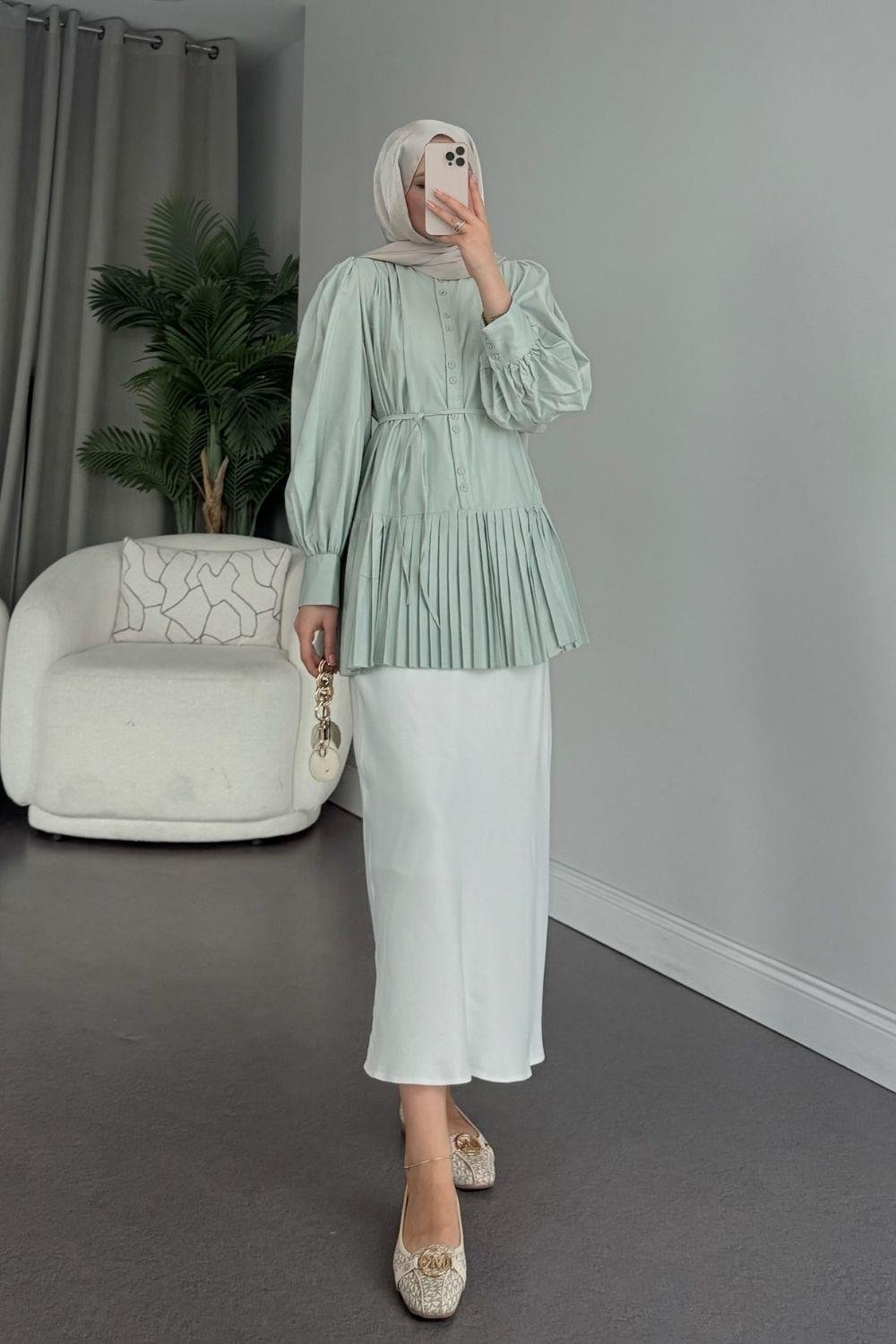 Ronya Piliseli Gömlek Mint 8769 