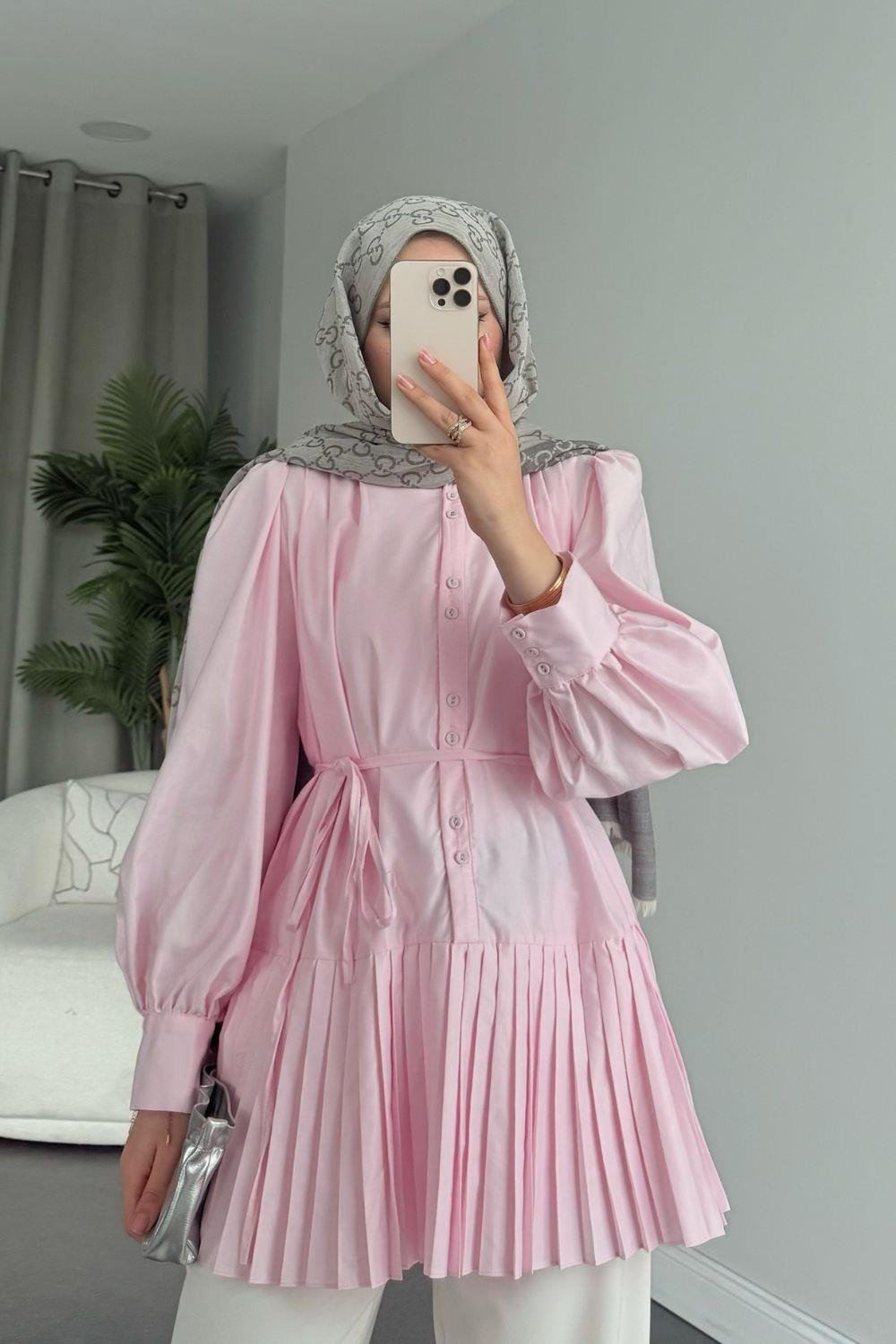 Ronya Piliseli Gömlek Pembe 8769 