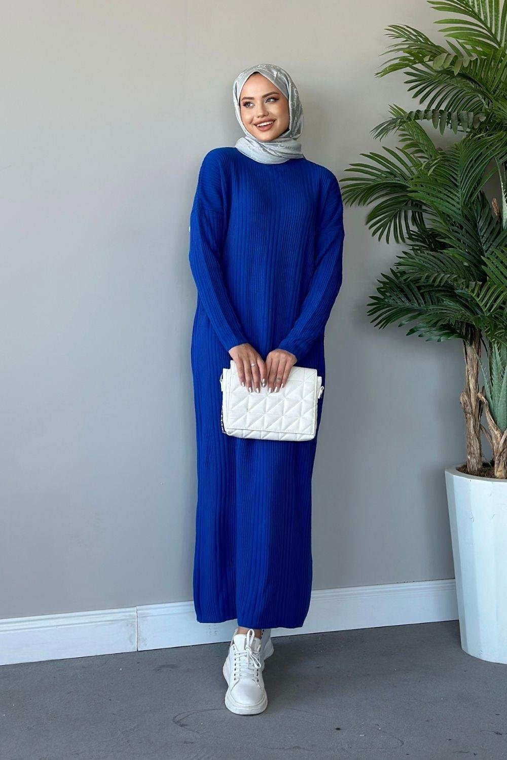 فستان تريكو مضلع ساكس 8787 