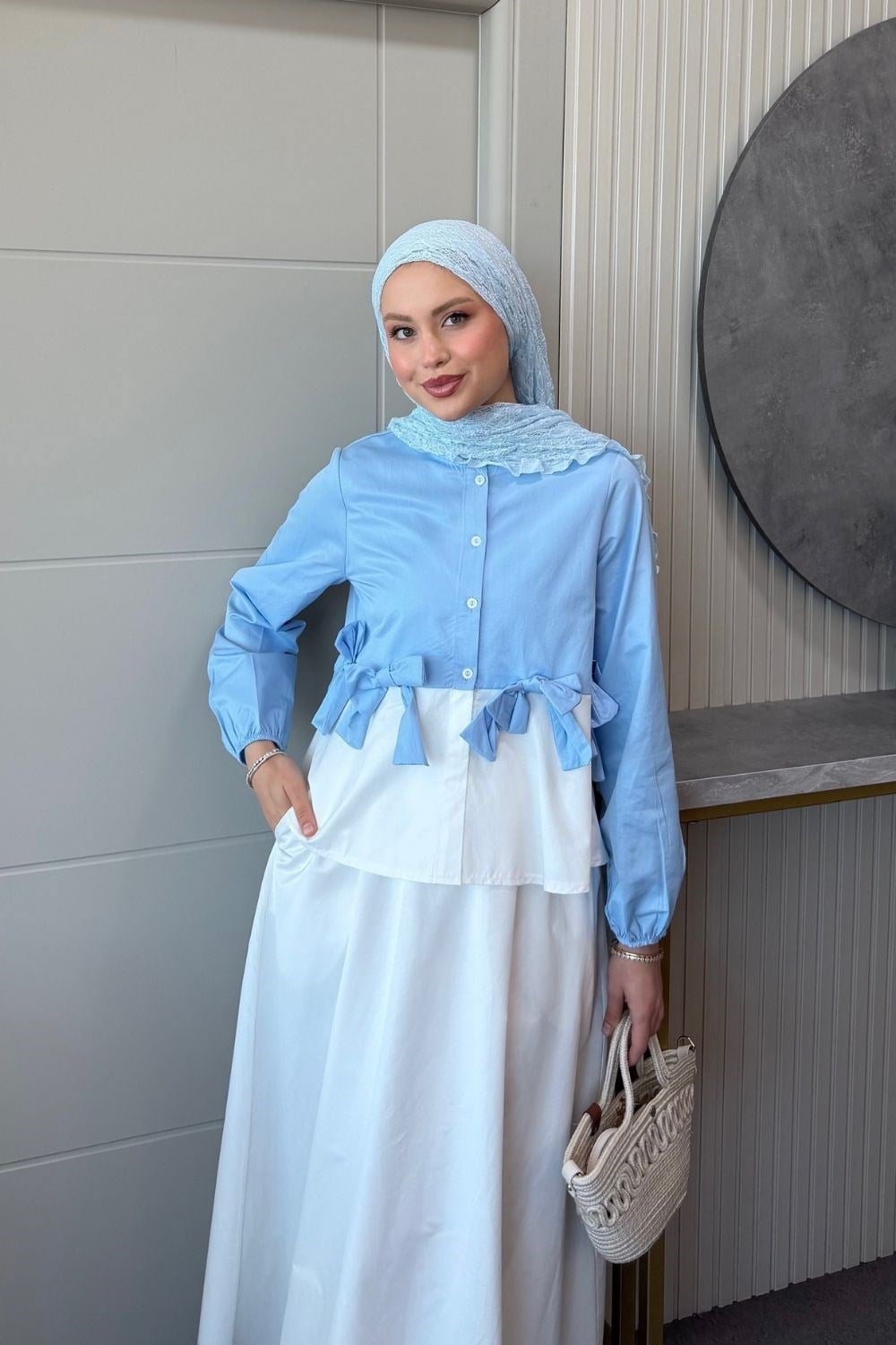 Kurdele Etekli Takım Bebe Mavisi 90163 