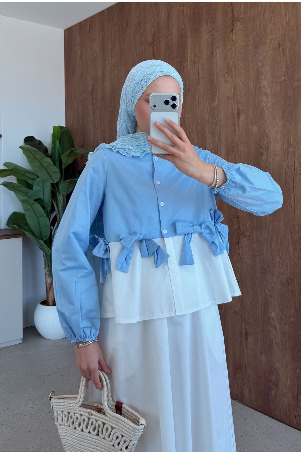 Kurdele Etekli Takım Bebe Mavisi 90163 