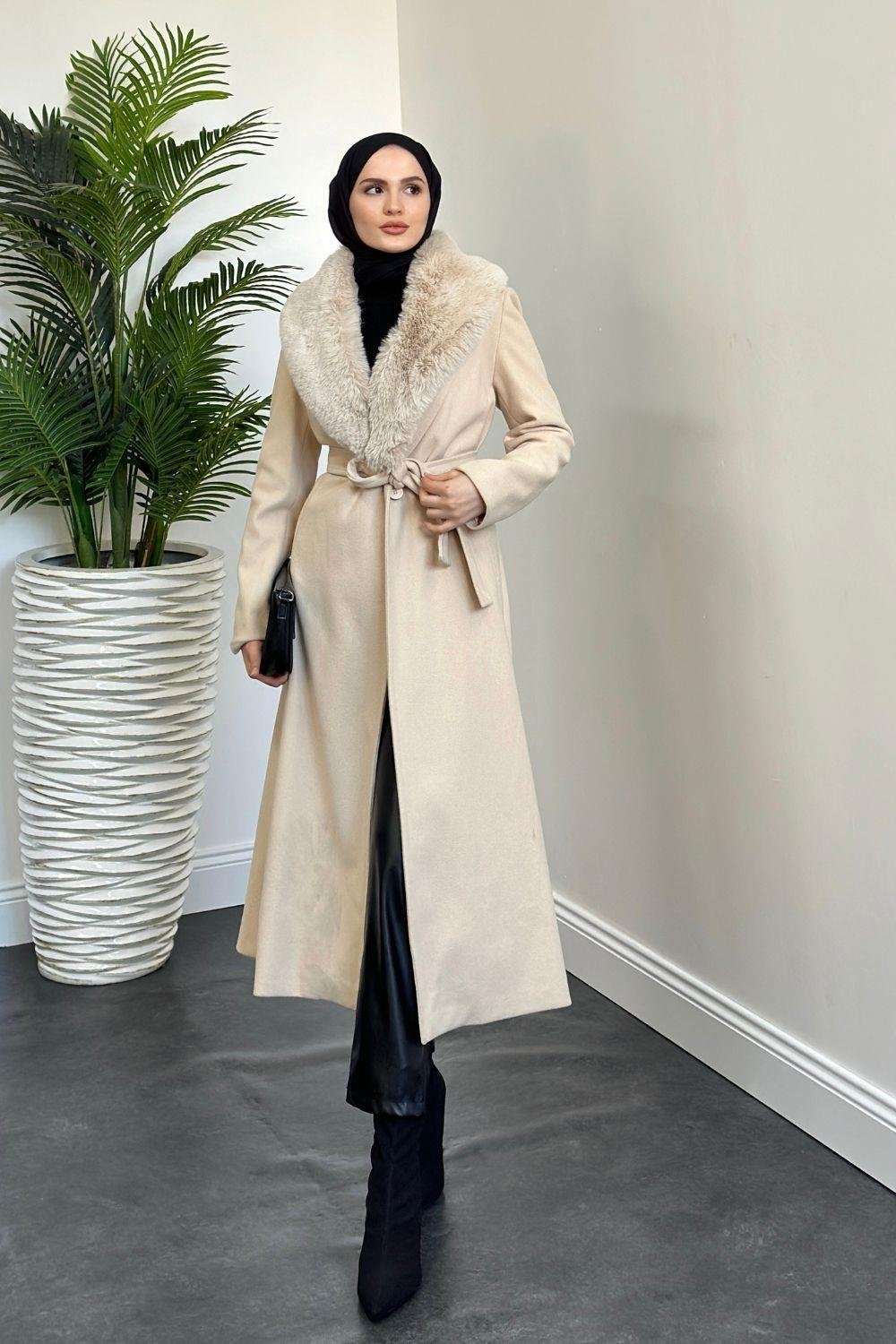 Singer Kürklü Kaban Bej 9122 