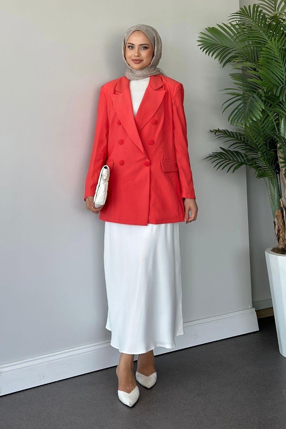 Vatkalı Blazer Ceket Turuncu 93050 