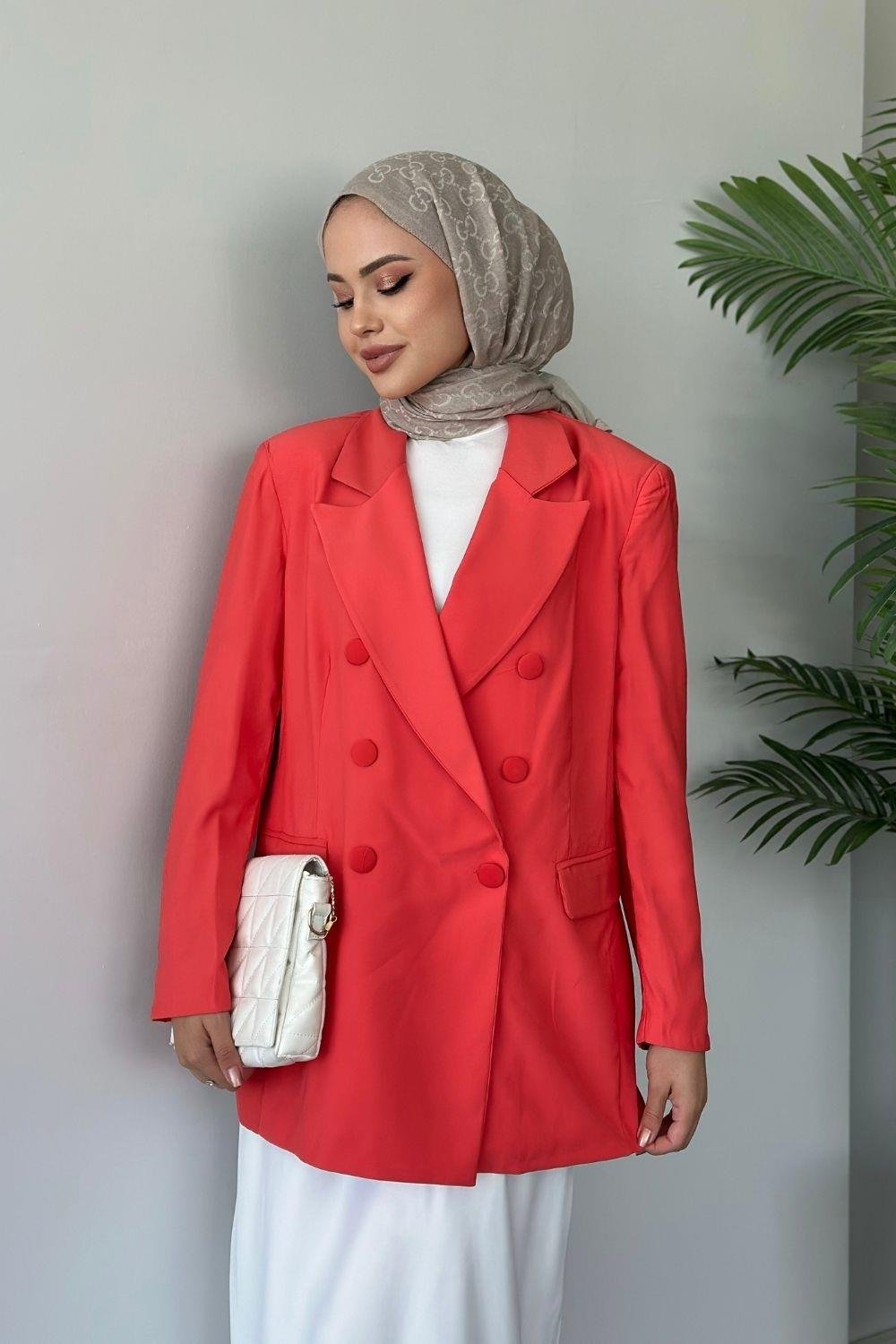 Vatkalı Blazer Ceket Turuncu 93050 