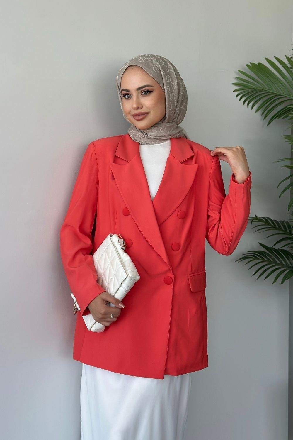 Vatkalı Blazer Ceket Turuncu 93050 