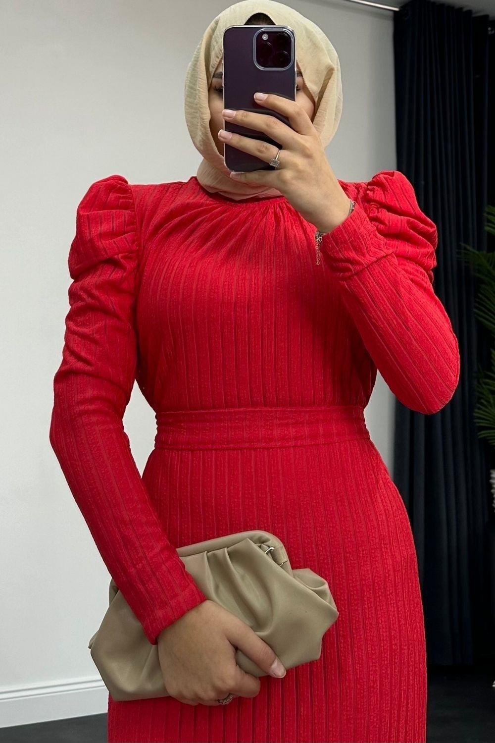 Başak Elbise Kırmızı 9484 