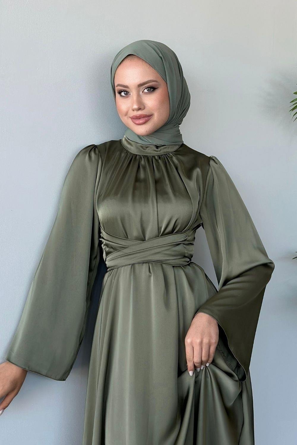 Diba Çapraz Kemer İpek Abiye Mint 9547 