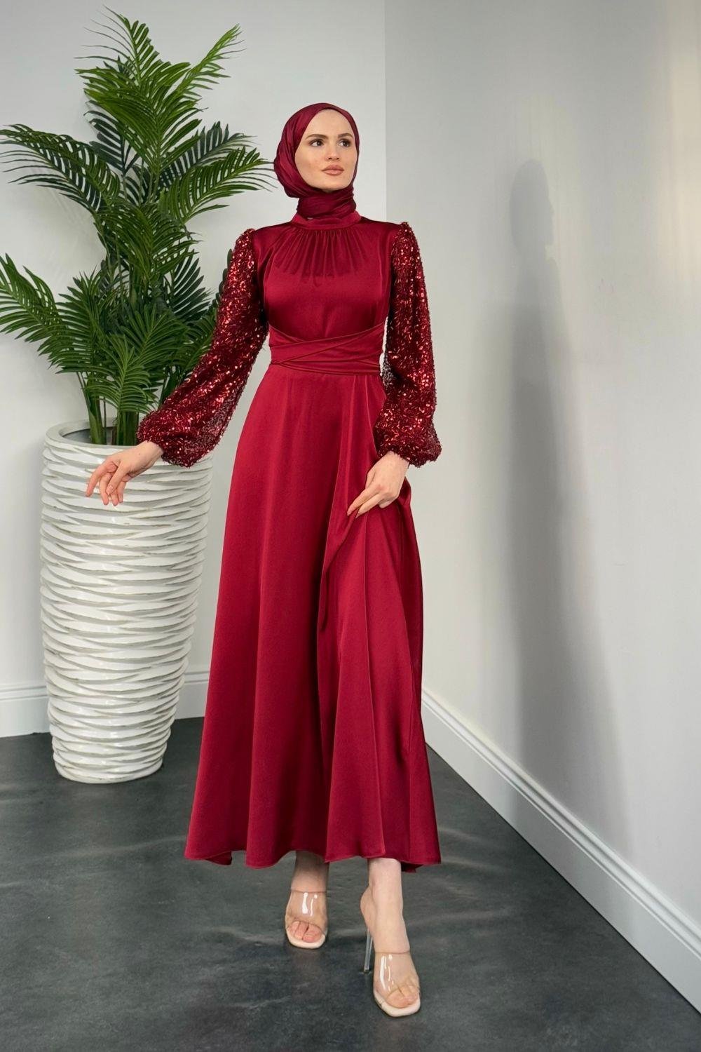 Hemeris Kolları Boncuklu Abiye Bordo 9579 