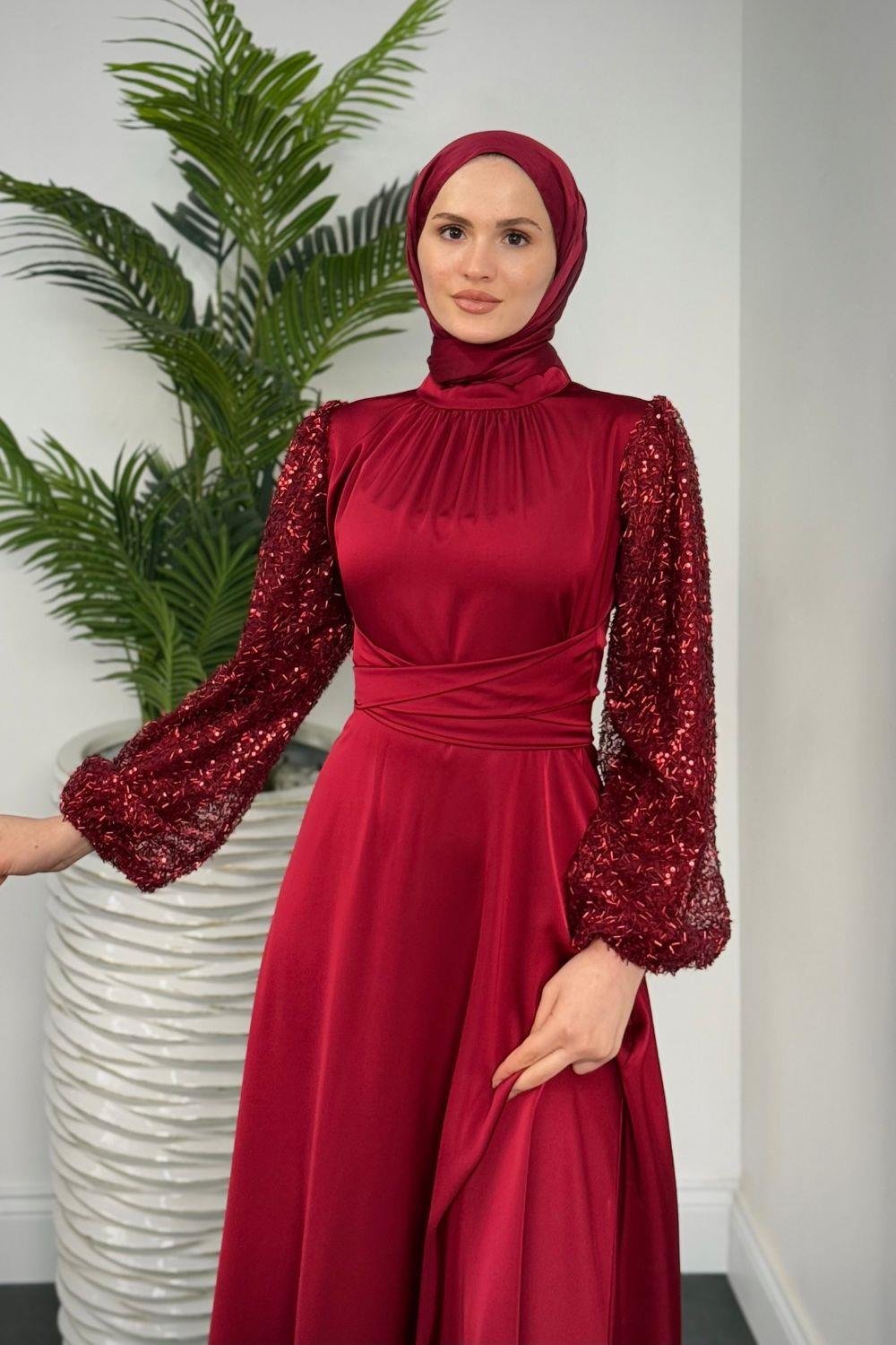 Hemeris Kolları Boncuklu Abiye Bordo 9579 