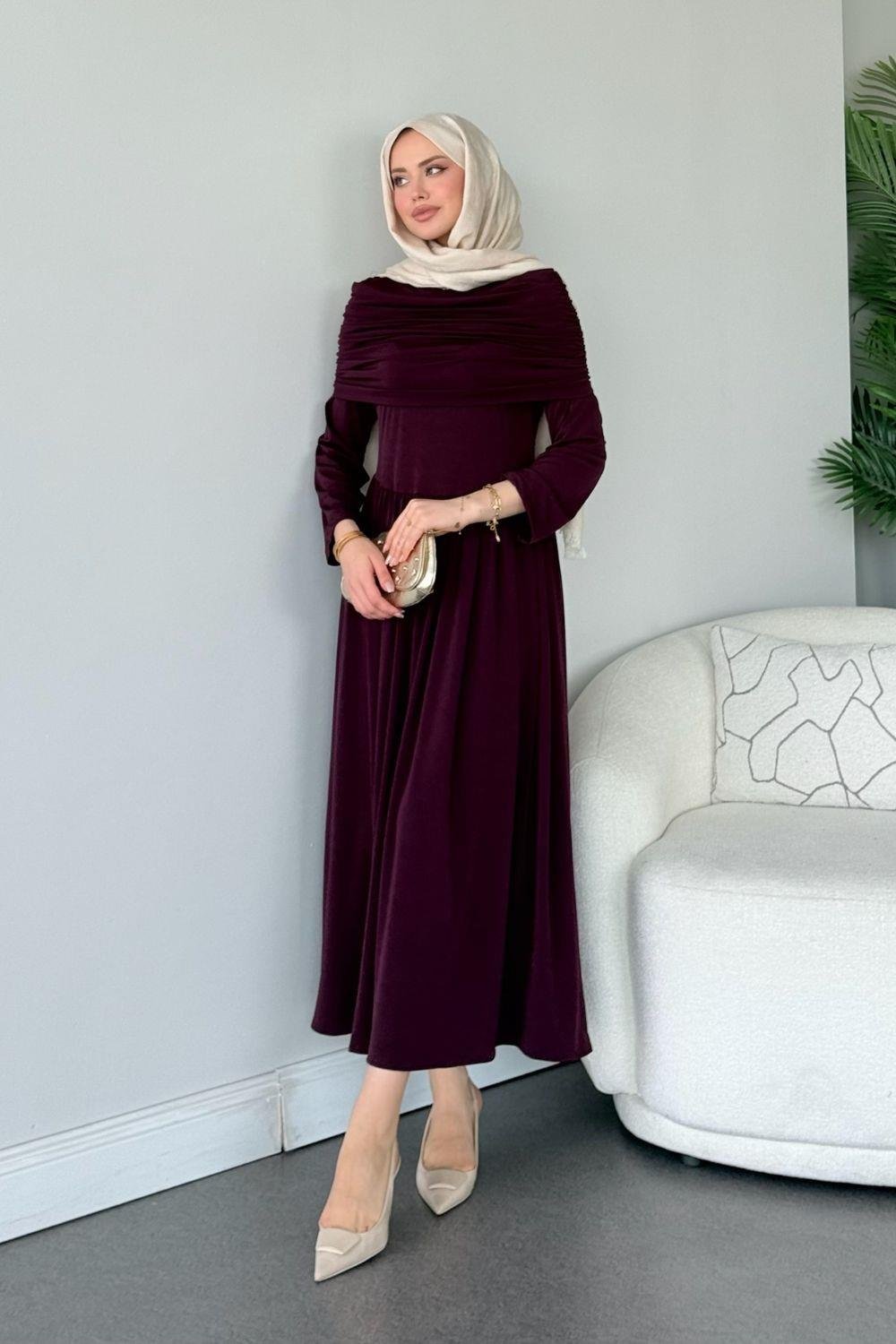 Süma Elbise Mürdüm 9611 