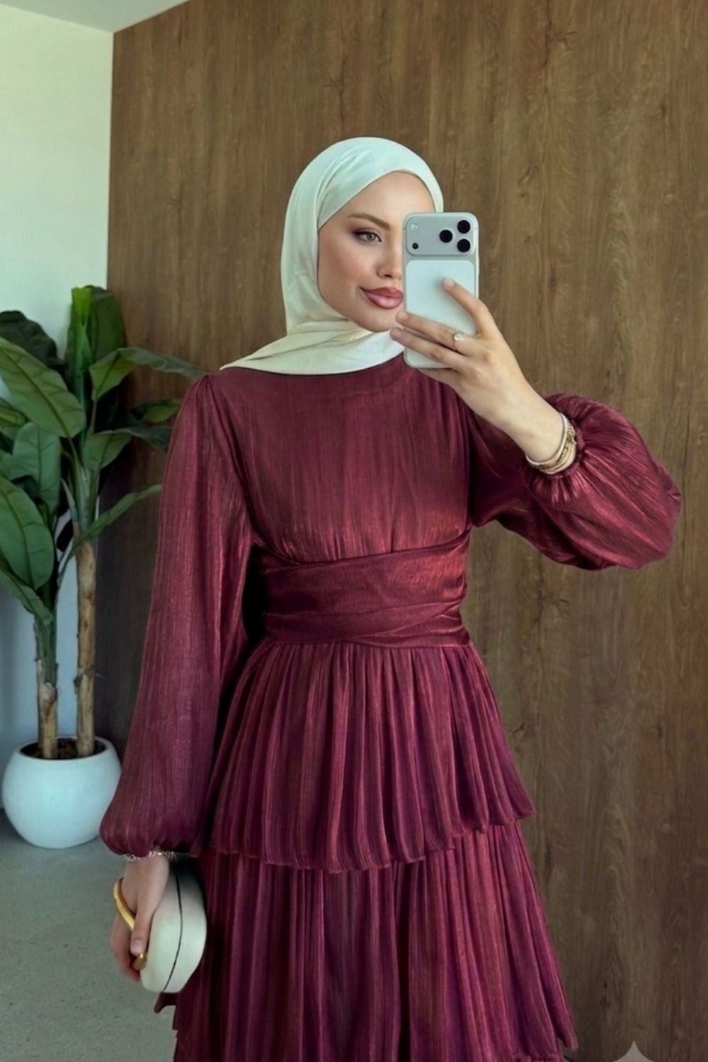Zümra Kat Kat Elbise Bordo 9657 