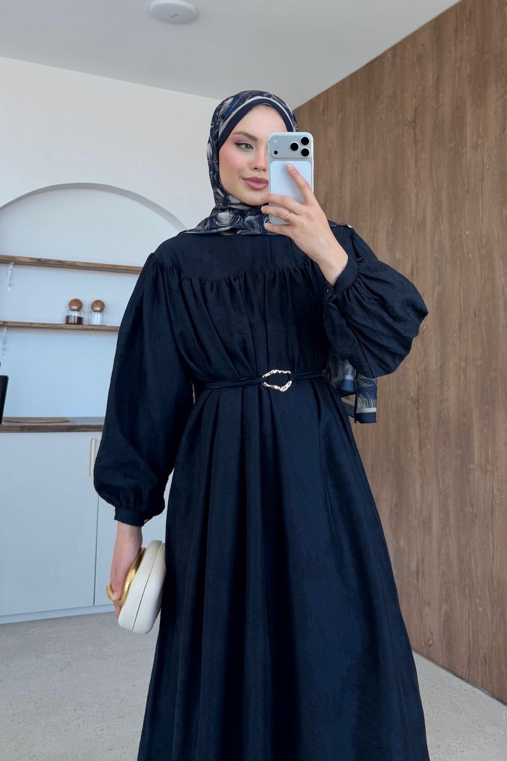 Latife Jakarlı Elbise Lacivert 9659 