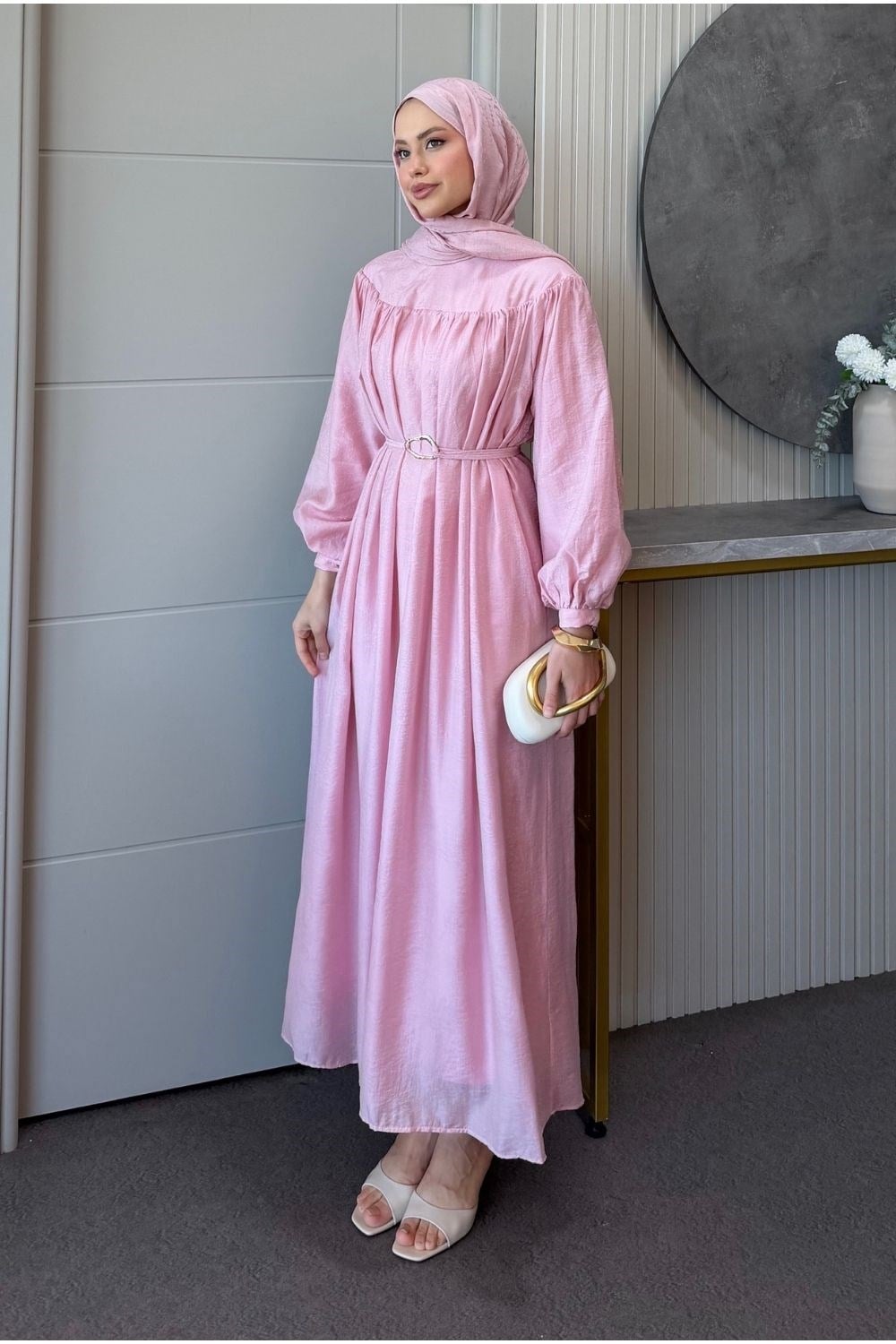 Latife Jakarlı Elbise Pembe 9659 