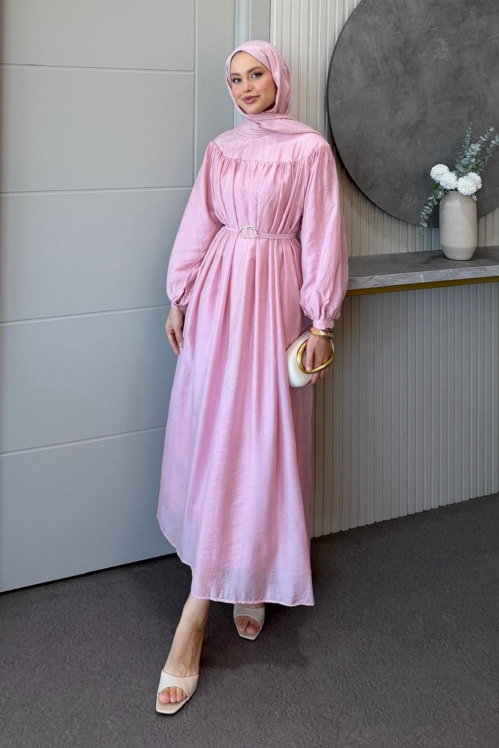 Latife Jakarlı Elbise Pembe 9659 