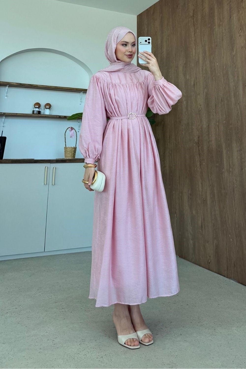 Latife Jakarlı Elbise Pembe 9659 