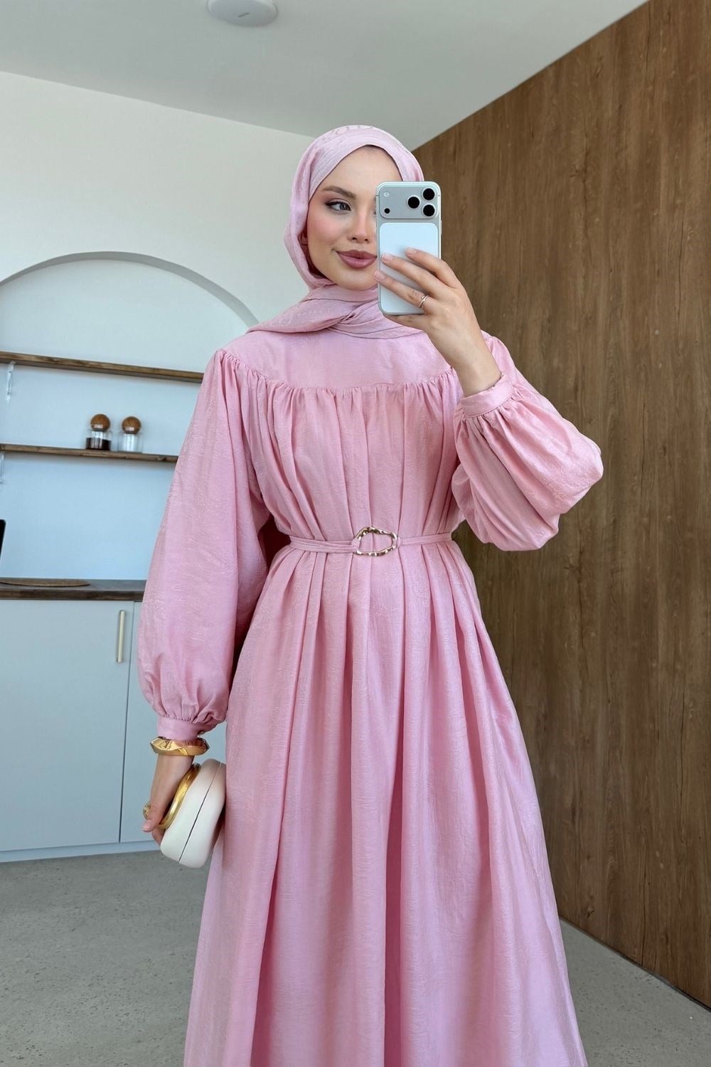 Latife Jakarlı Elbise Pembe 9659 