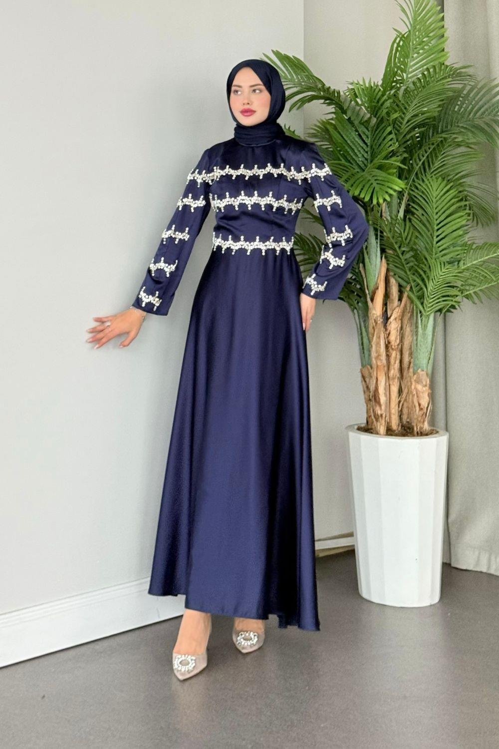 Yolansa Abiye Lacivert 9666 