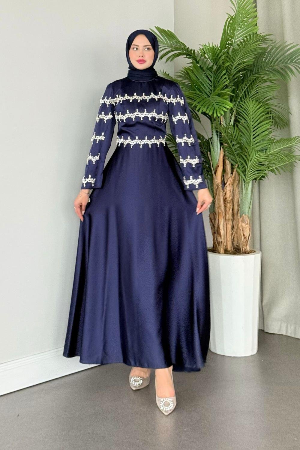 Yolansa Abiye Lacivert 9666 