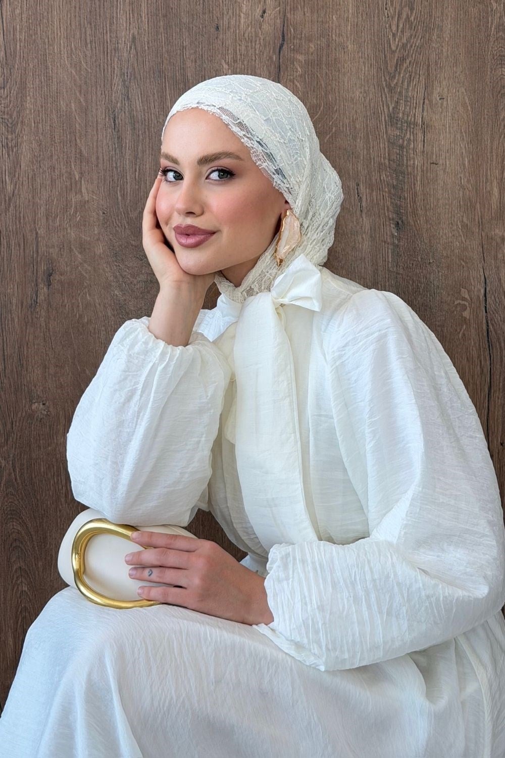 Vanilya Fiyonk Detay Elbise Beyaz 9668 
