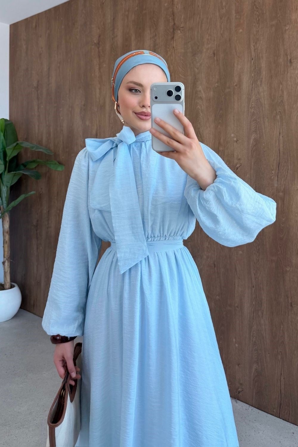 Vanilya Fiyonk Detay Elbise Mavi 9668 