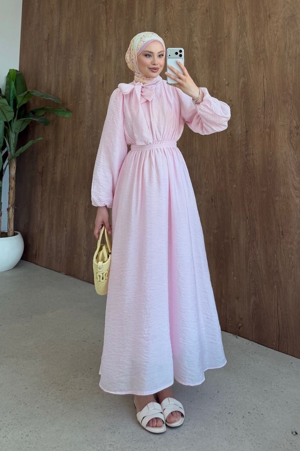 Vanilya Fiyonk Detay Elbise Pembe 9668 