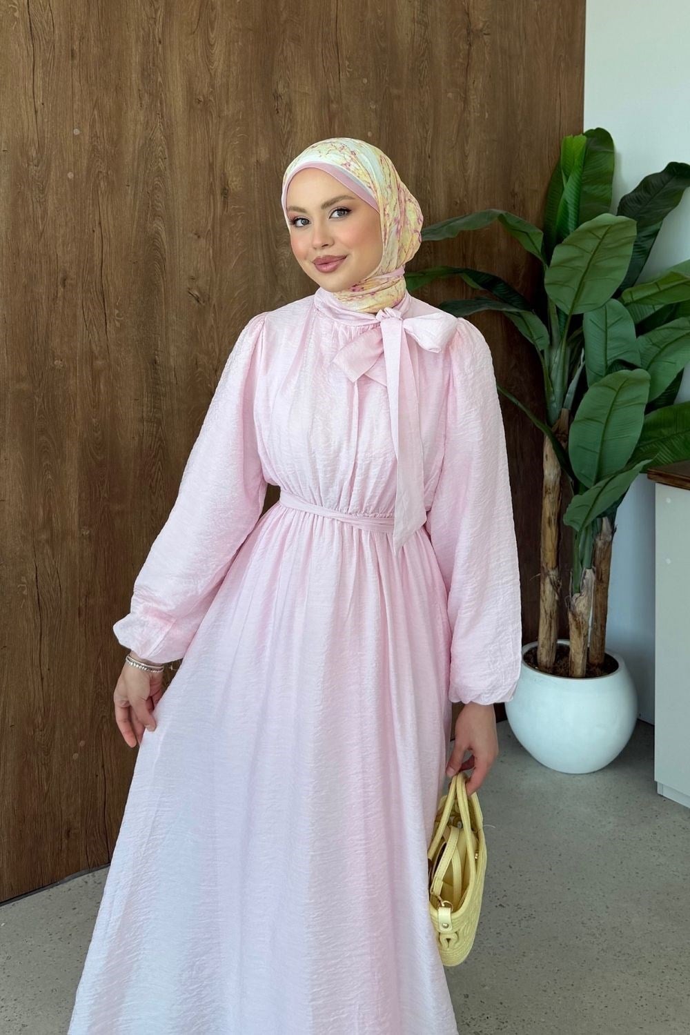 Vanilya Fiyonk Detay Elbise Pembe 9668 