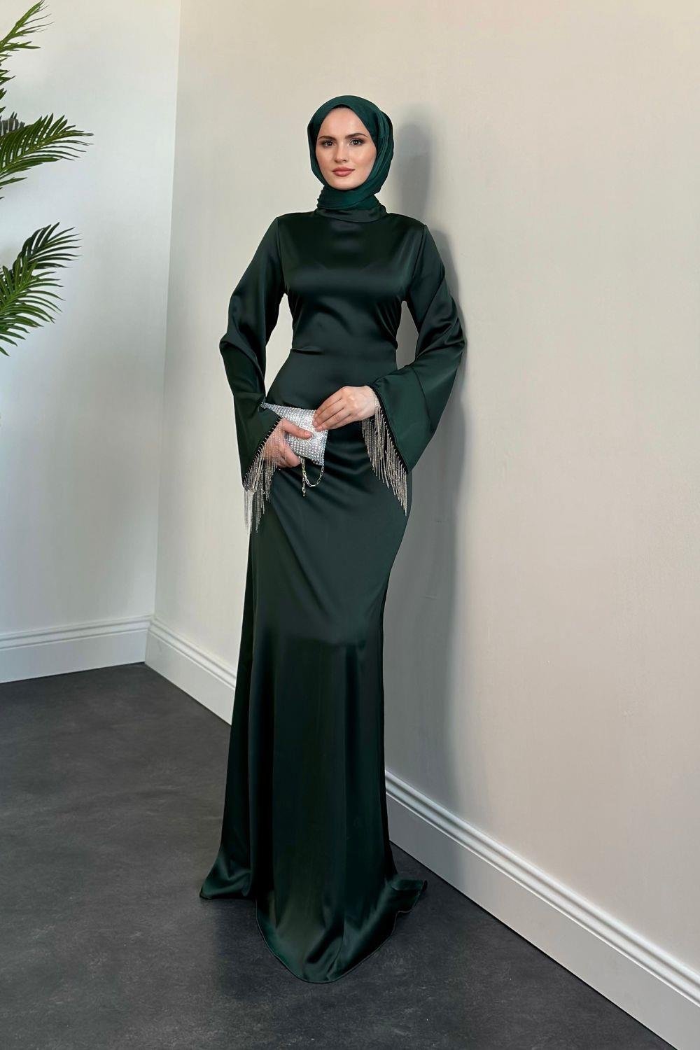 Pena İspanyol Kol Zincir Detay Abiye Zümrüt 96910 