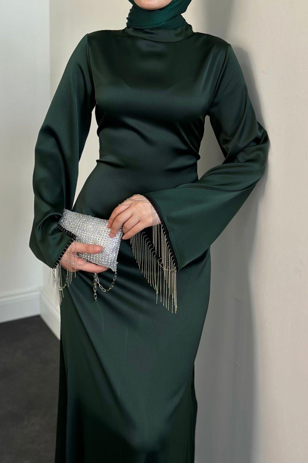 Pena İspanyol Kol Zincir Detay Abiye Zümrüt 96910 