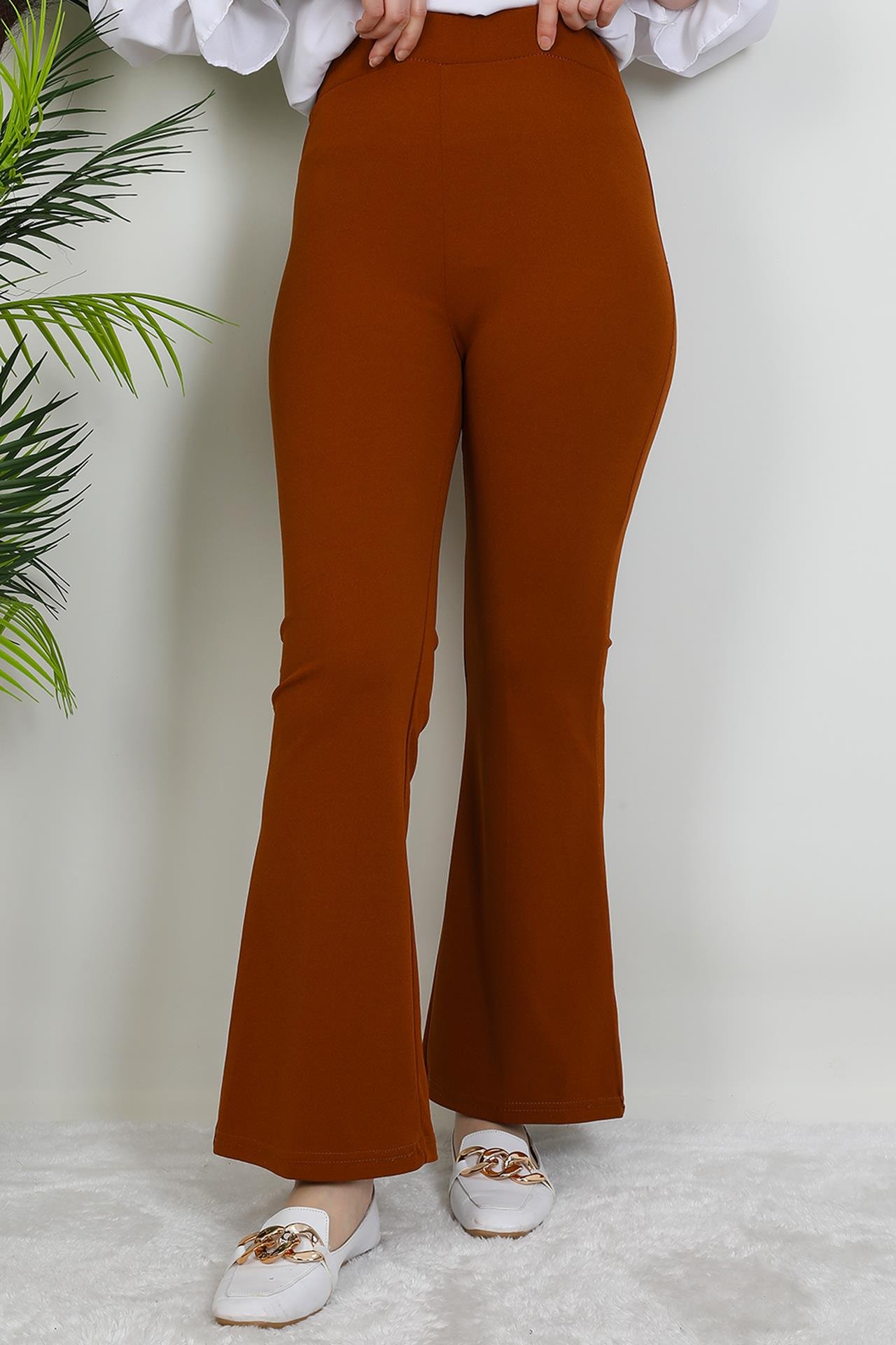 Beli Lastikli İspanyol Pantolon Hardal