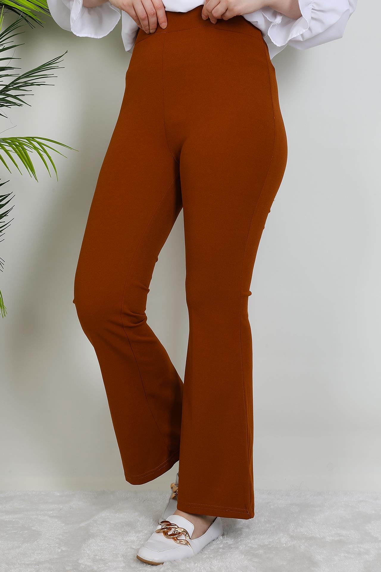 Beli Lastikli İspanyol Pantolon Hardal